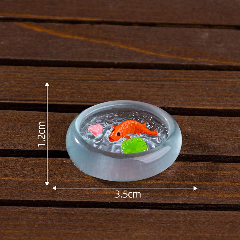 4Pcs/Set Dollhouse Miniature Simulation Koi Fish Tank Dolls House Round Fish Tank Model Dollhouse Mini Furniture Decoration