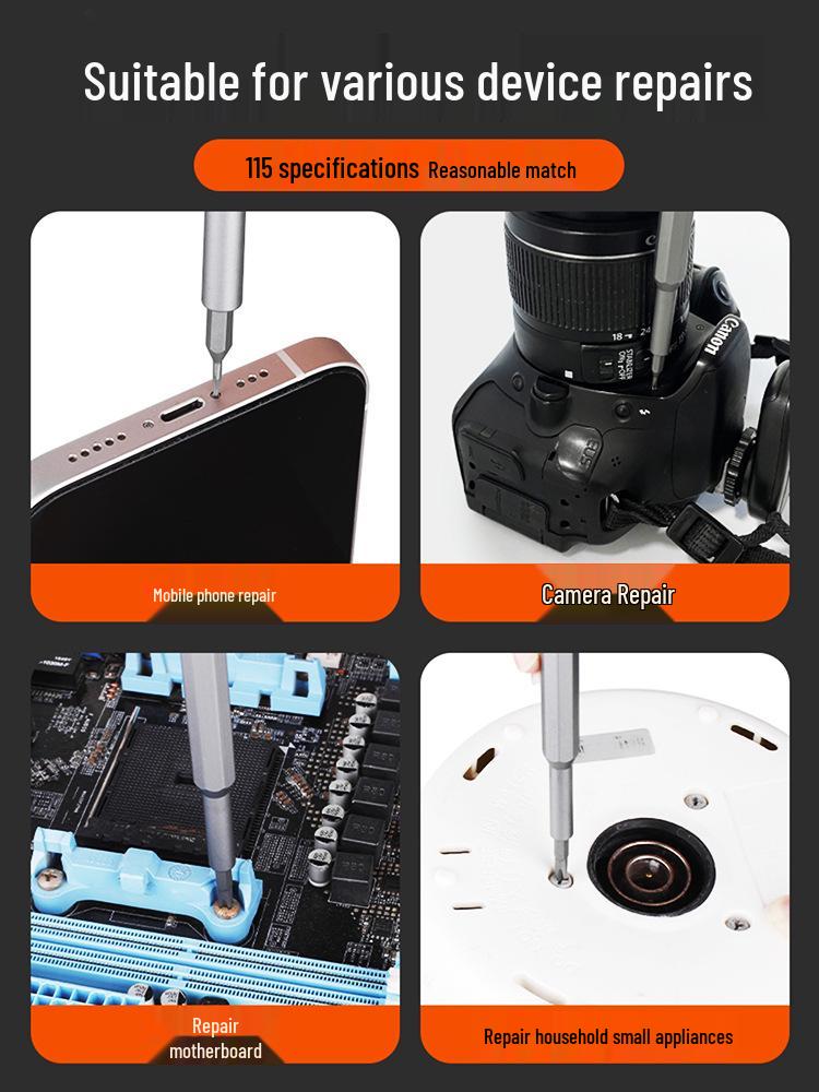 115-in-1 Stark Magnetisches Hochhärtiges Multifunktionales Schraubendreher-Set mit Sonderwerkzeugen