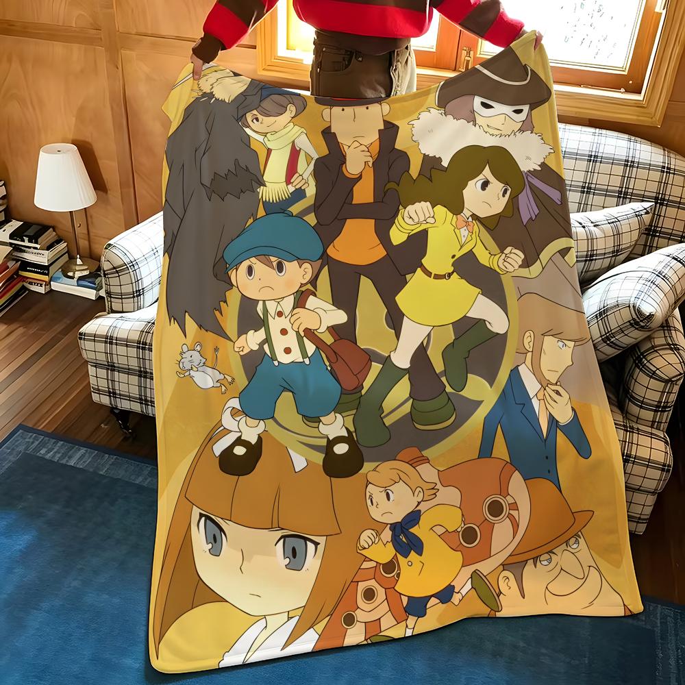 Game P-Professor L-Layton Throw Flannel Cozy Print Blanket, Portable, Durable Machine Washable Cute Cool