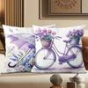 Lavender Patterned Pillows With Violin Umbrella Bicycle Flowers Polyester pillowcase, sofa  cushion cov Headboard Pillow