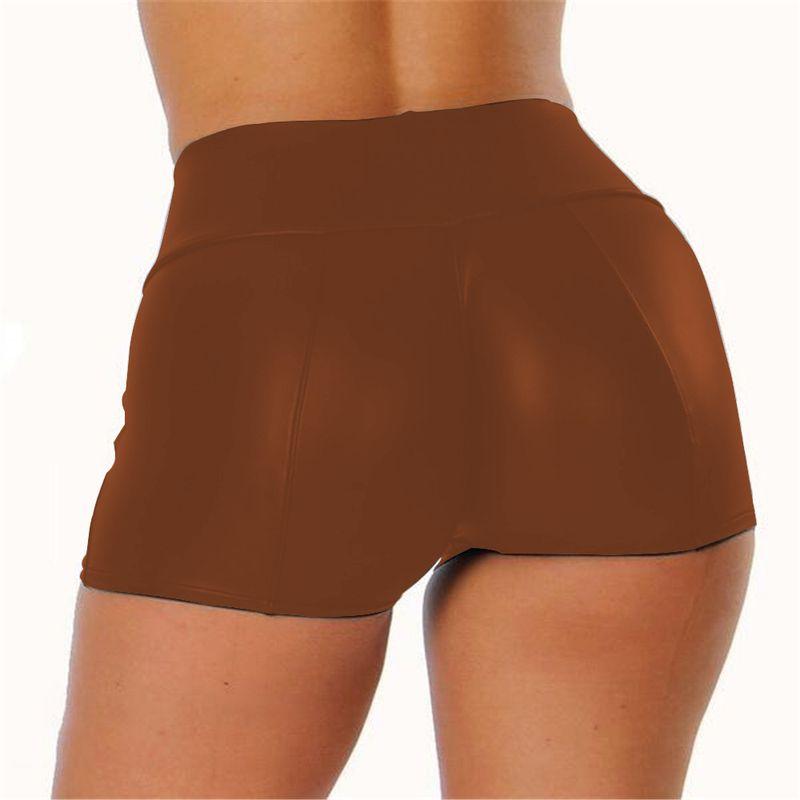 

Amazon Peach Hip European and American Nightclubs Leather Shorts Brown XL