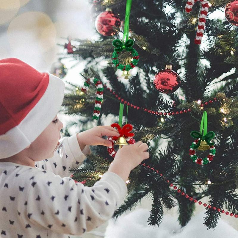 1570 PCS Christmas Beaded Ornament Kit Party Craft Wreath Candy Cane DIY Decoration Pendant For Christmas Hanging