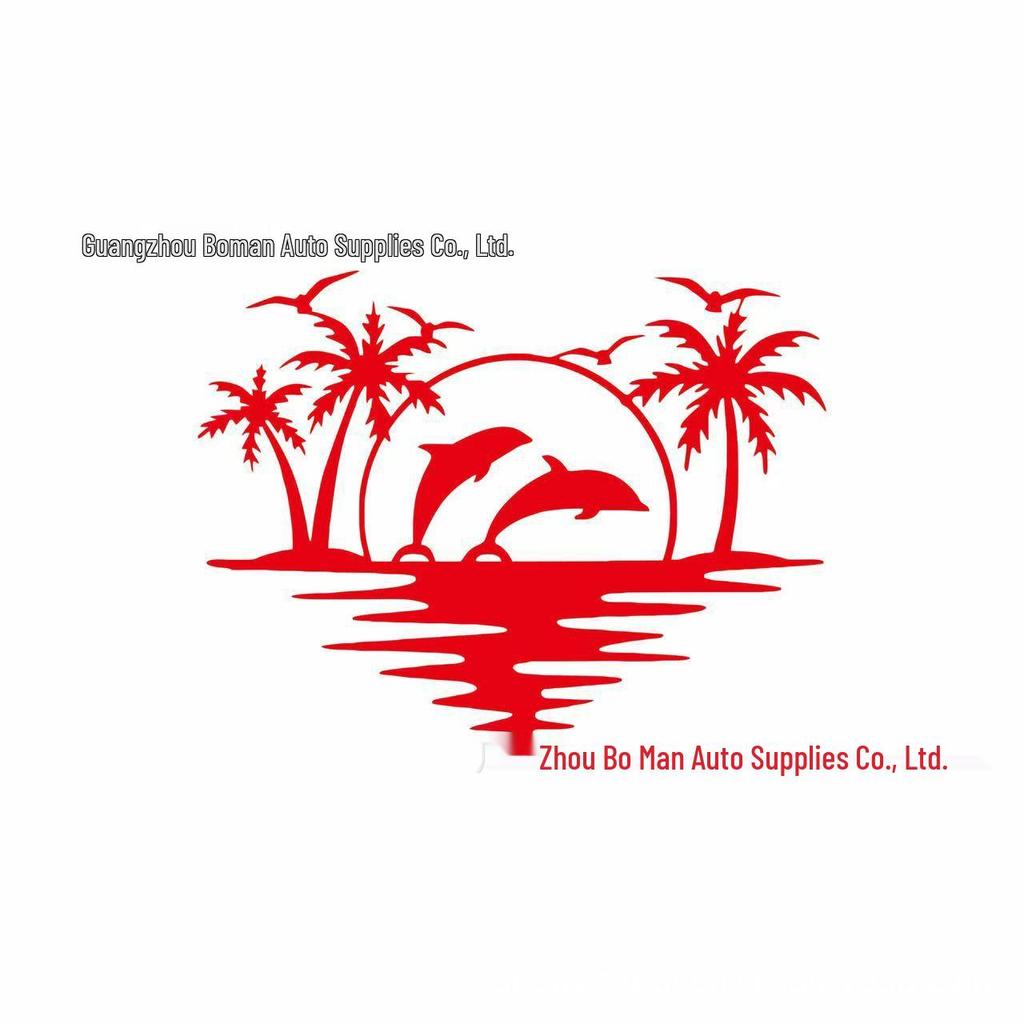 Tropical Dolphin & Coconut Tree Car Sticker - Fits RVs, SUVs, Sedans & Bumpers