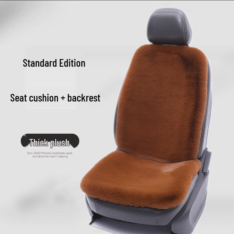 Winter Rabbit Fur Wool Heated Car Seat Cushion - Non-slip, Warm, for Single Seat with Small Waist Support