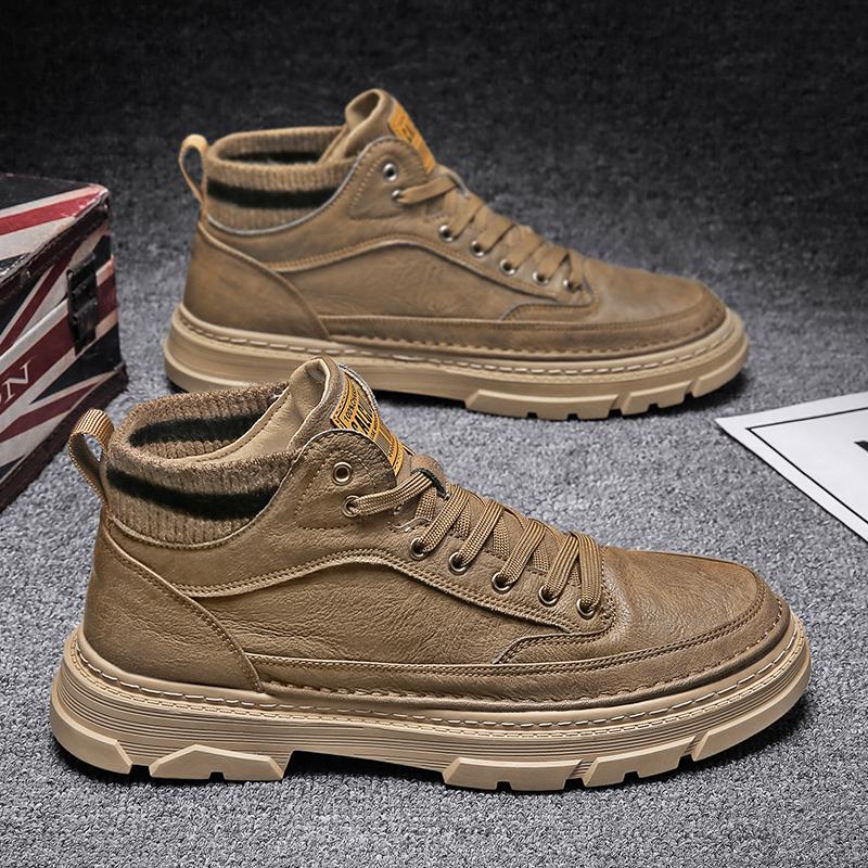 Martin boots autumn and winter new winter velvet cotton shoes casual leather shoes high-top trendy shoes