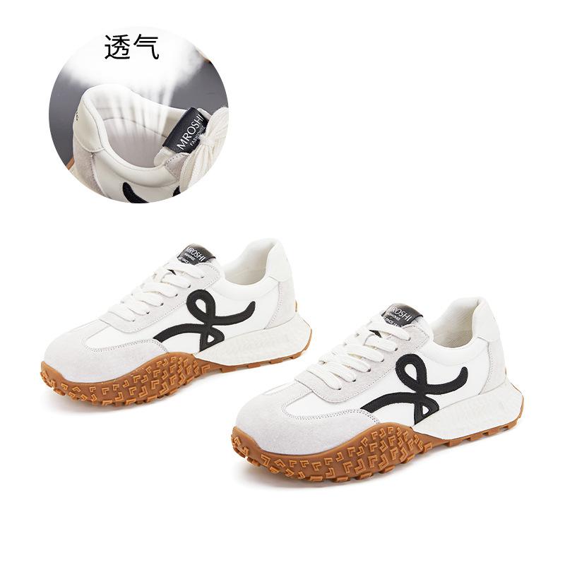 

Leather German training shoes women s 2025 autumn new thick-soled heightening women s sports and leisure Forrest Gump shoes versatile dad shoes 35 бежевий