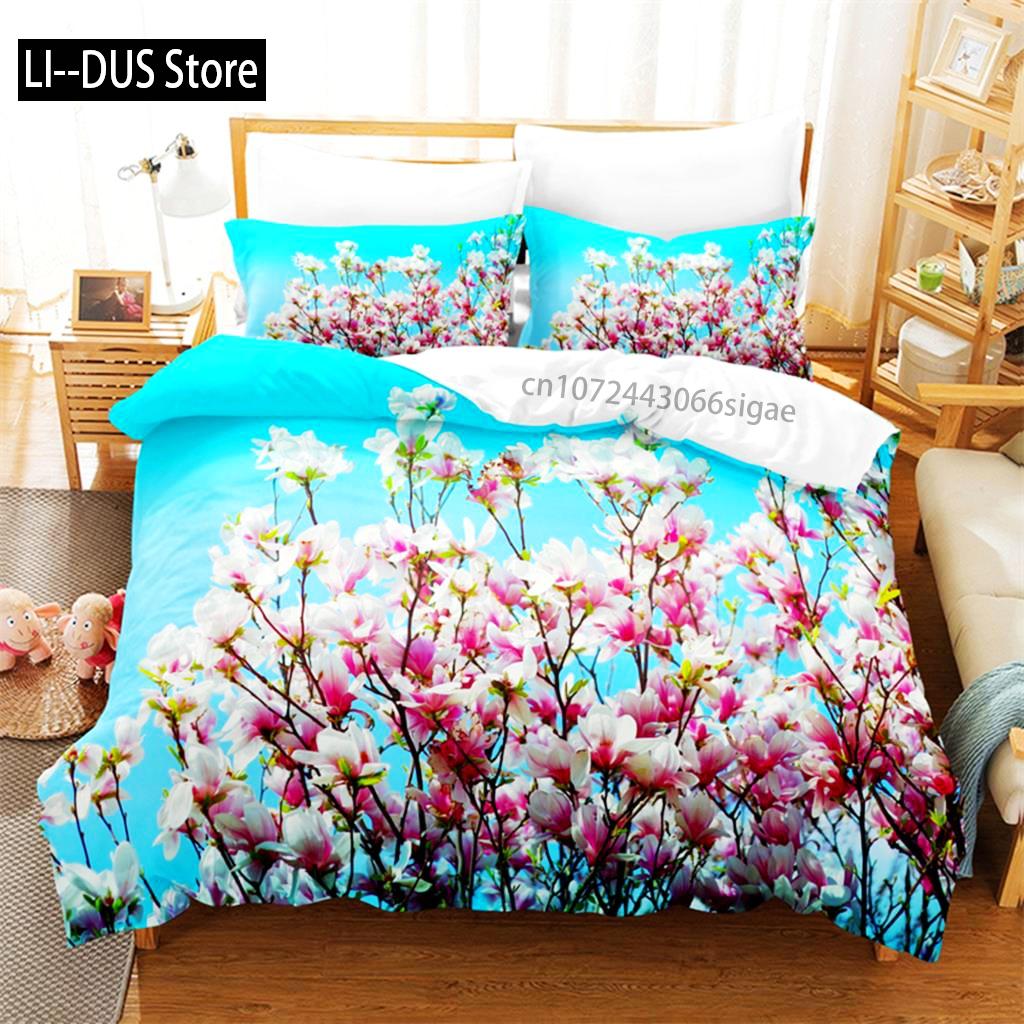 Helles Rosen Bettwäscheset Bettbezug Set 3D Bettwäsche Digitaldruck Queen Size Bettwäscheset Modisches Design