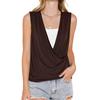 Women's Sleeveless Flattering Wrap Blouse with Hem for Casual Summer Wear