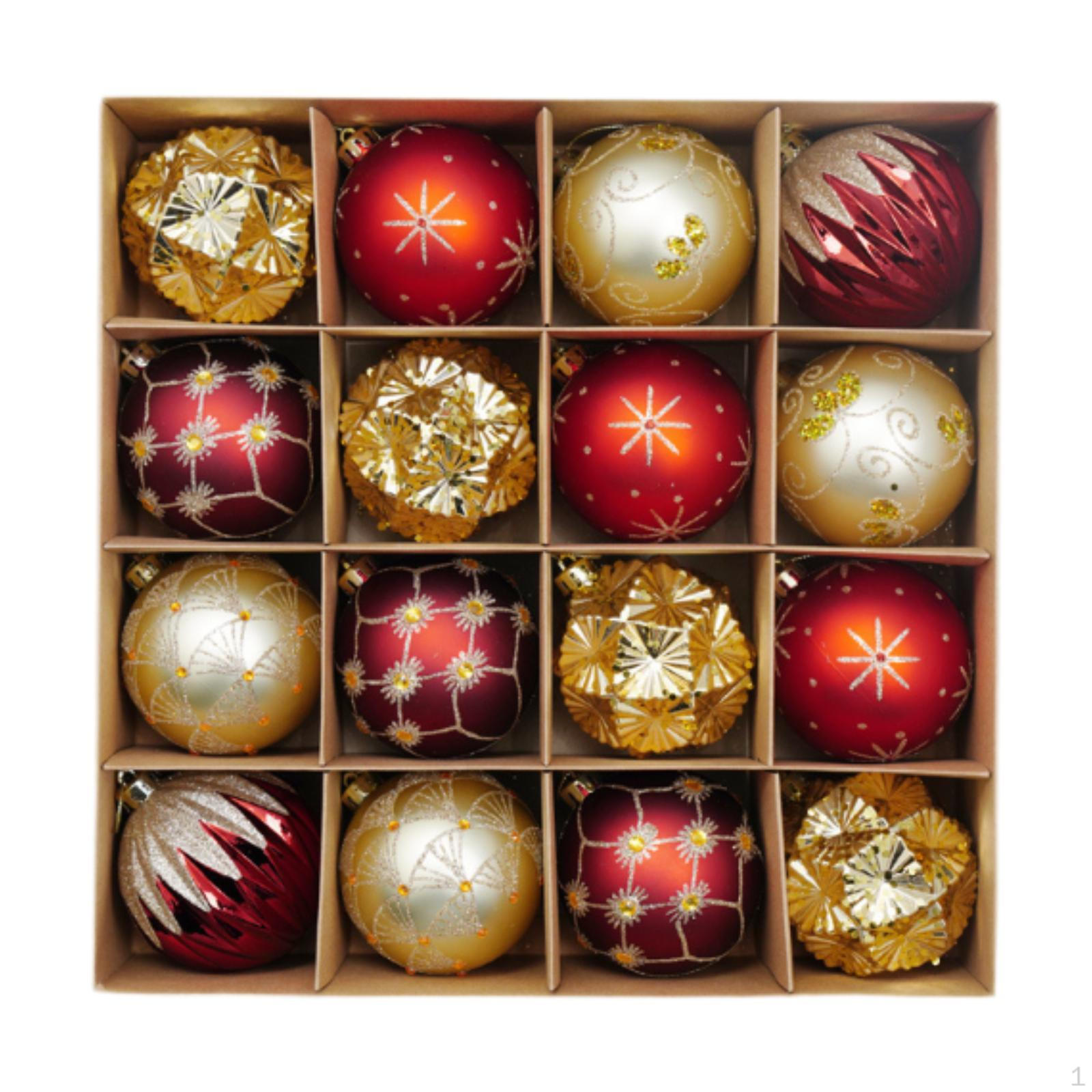 

16 шт. Рождественские шары, украшения для елки, подвесные украшения на год Red Gold