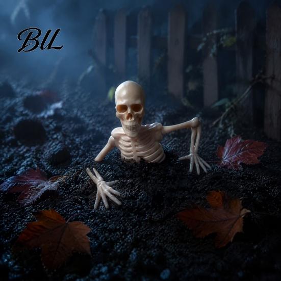Skeleton Ornament for Halloween Planter Ornament, Glow-in-The-Dark Figurine, Break Through The Spooky Plant Pot Accessories Soil Human with Adjustable