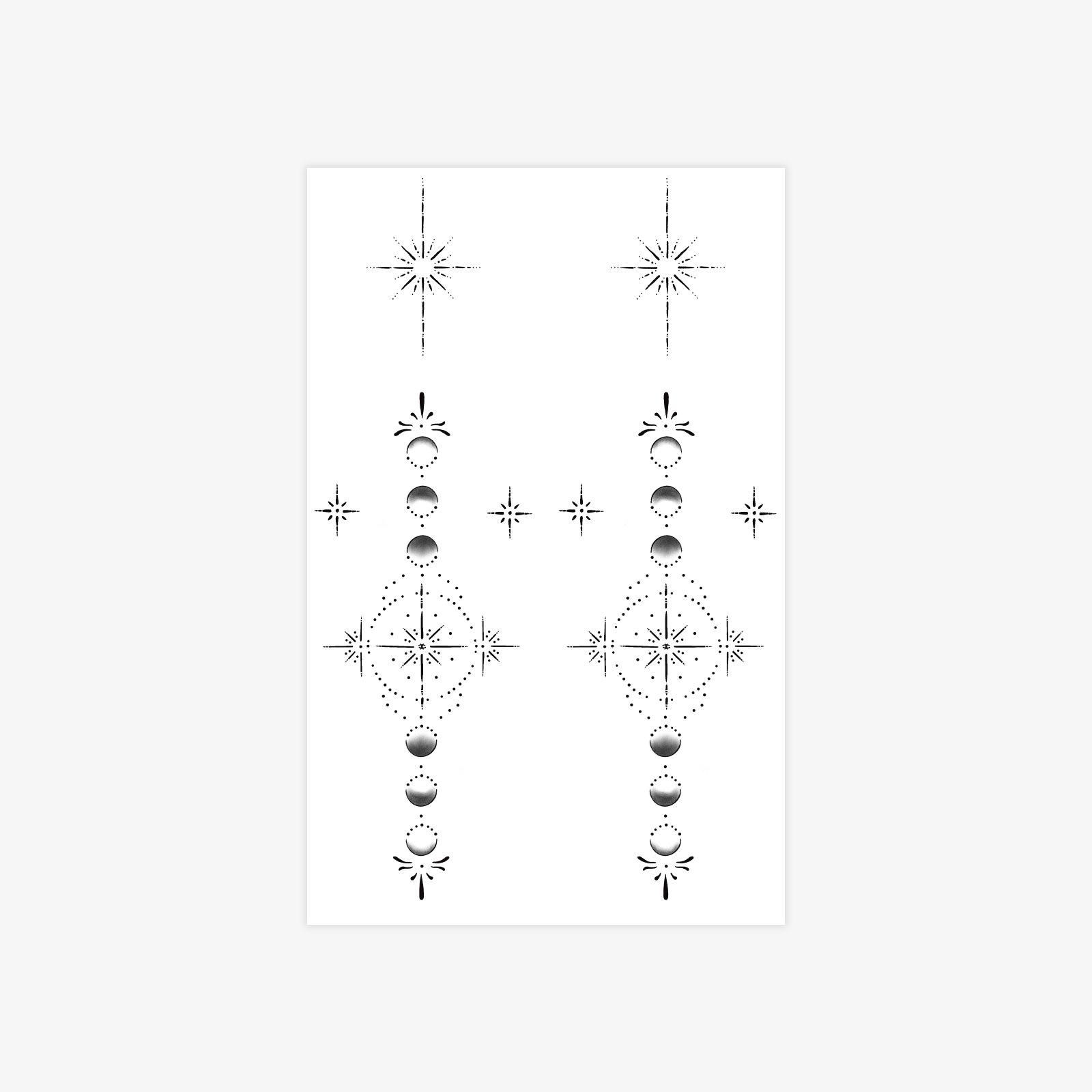 Sun And Moon Line Totem Back Tattoo Sticker Waterproof Female Lasting Advanced Sense Arm Tattoo Sticker 12*19