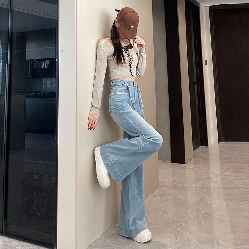 Jeans for Women with Spring and Autumn High Waist New Loose Drape Slimming Flared Pants