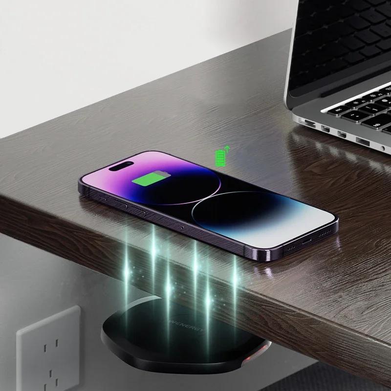 27MM Remote Desktop Lsolated Wireless Charger For iPhone 16 15 14 13 12 Samsung S24 S23 Xiaomi 15 Airpods 2/Pro Fast Charging