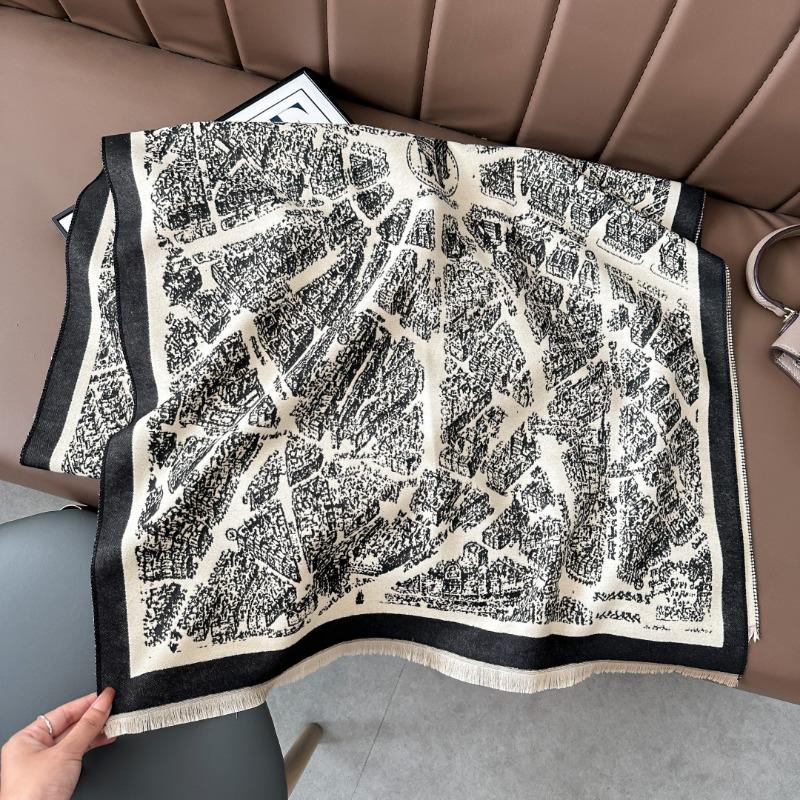 Autumn and winter new temperament retro high-end imitation cashmere scarf women's thick versatile long air conditioner shawl