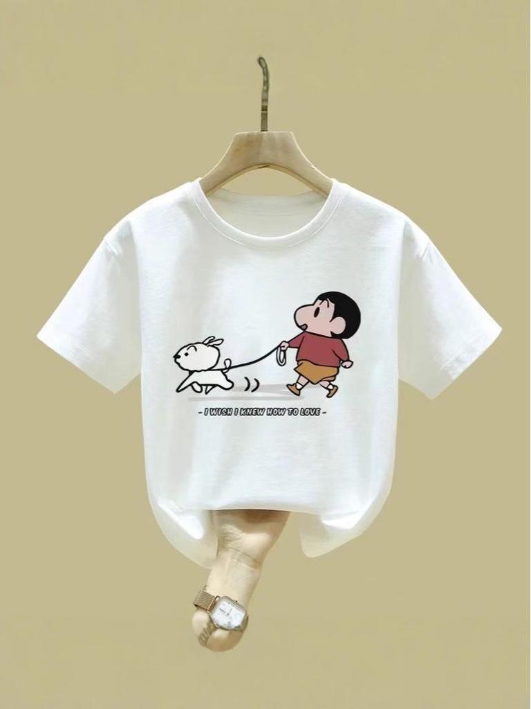 2025 Summer Apricot Pure Cotton Short-Sleeved T-Shirt for Girls and Boys