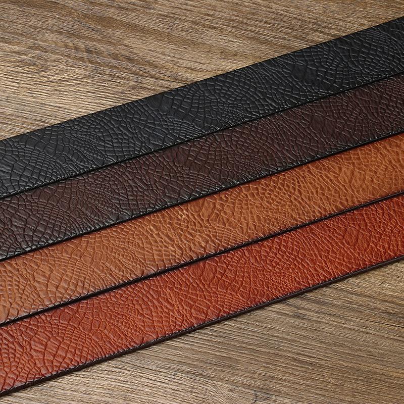 Headless Embossed Belt Men'S Genuine Leather Pin Buckle First Layer Pure Cowhide Strip Retro Trend Buckle-Free Belt Belt Does Not Take The Lead
