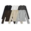 Women's Korean Style Henry Collar Long Sleeve Base Layer T-shirt for Autumn/Winter – Stylish, Stretchy, Basic Top