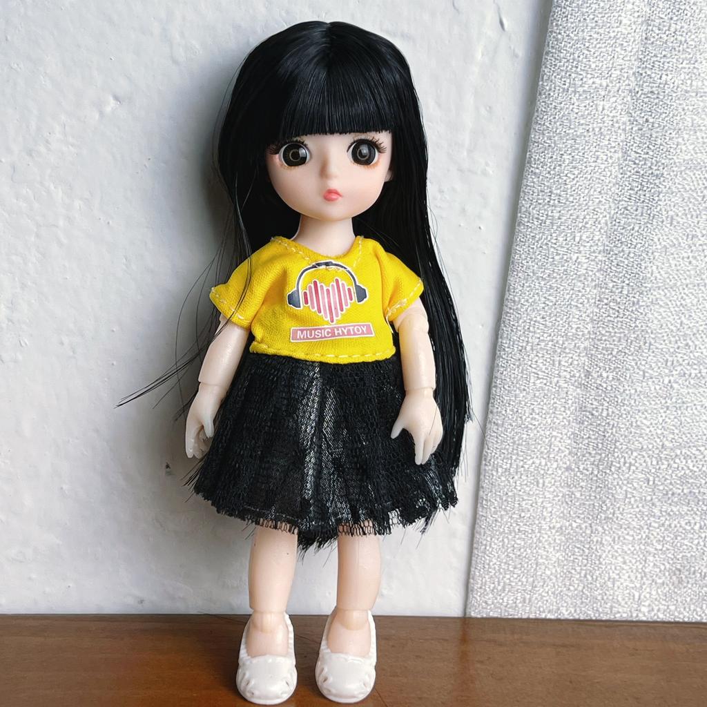 16Cm Bjd Dolls For Girls 1/8 Bjd Doll Diy Toy Doll With Clothes Dress Up Fashion Dolls 13 Movable Joint Baby 3D Big Eyes Munecas