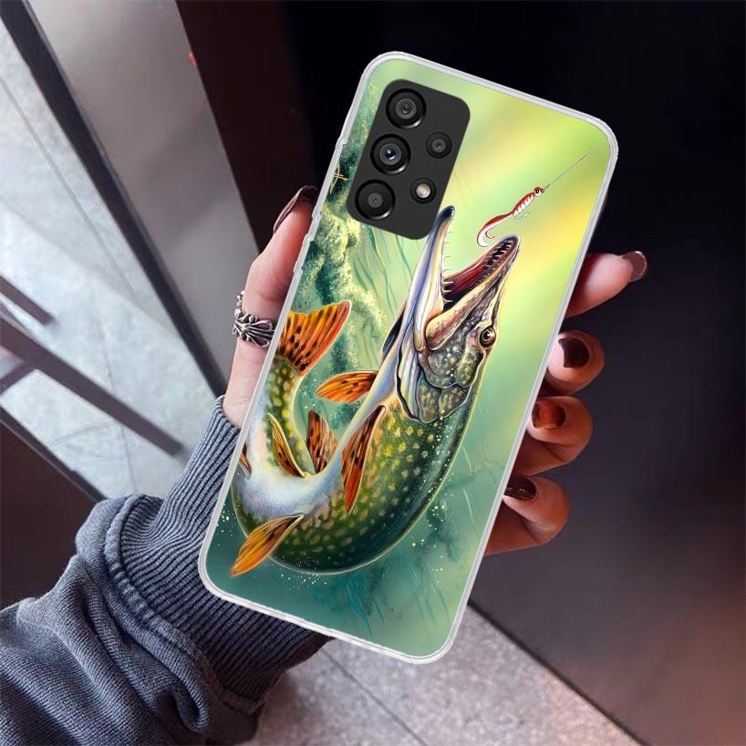 Carp Fish Fishing Rod Hook Phone Case For Samsung Galaxy A52 A51 A50S A32 A22 A12 A02S A72 A71 A31 A70 A30S Note 20 Ultra 10 Plu