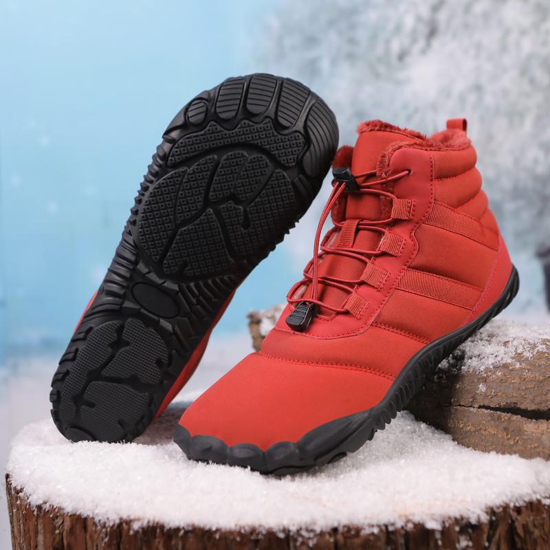 Men High-top Cotton Shoes Unisex Winter Plush Snow Boots Non-slip Women Outdoor Hiking Sneakers Wear-resistant Casual Walking Shoes