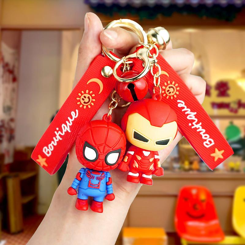 Adorable Marvel Cartoon Spiderman Couple Keychain Rubber Key Accessories