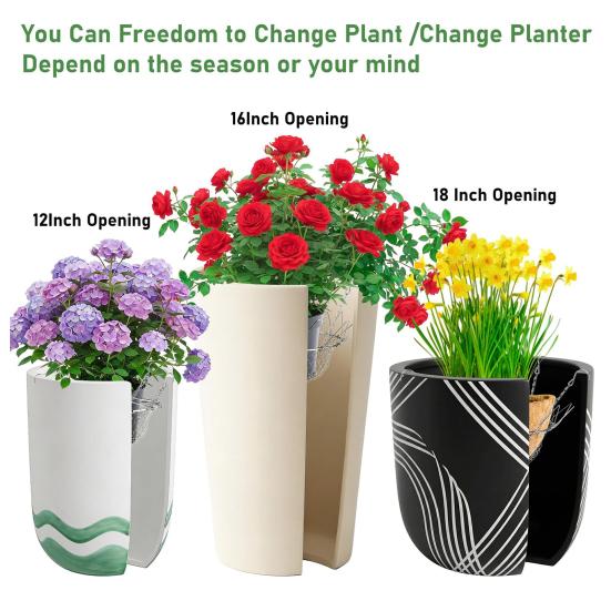 Pflanzeinsatz-Erhöhung Verstellbare Pflanzen-Erhöhung Innen für Blumentopf Robuste Blumentopf-Erhöhung mit Hakenketten für 12-18 Zoll breite Öffnung Hohe Pflanzentöpfe