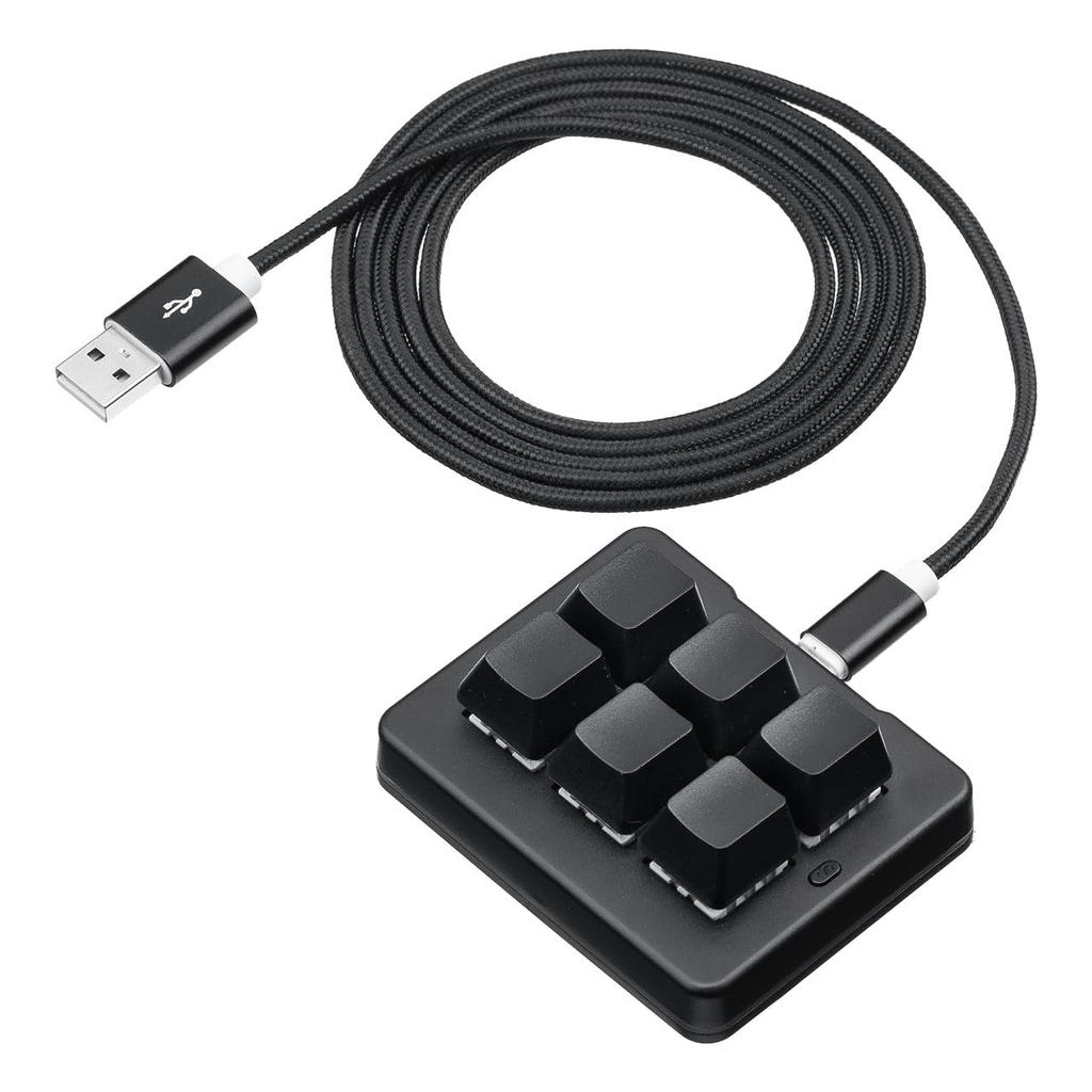 Sanwa Direct Programmable Keyboard Macro Keyboard Windows Only Wired Connection Backlit 6 Keys Blue Axis Macro Function Gaming Black