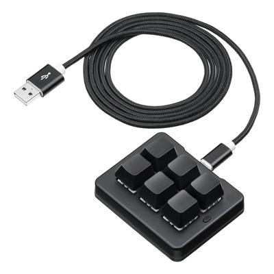SANWA DIRECT Programmable Keyboard Macro Keyboard Windows Only Wired Connection Backlit 6 Keys Blue Axis Macro Function Gaming Black
