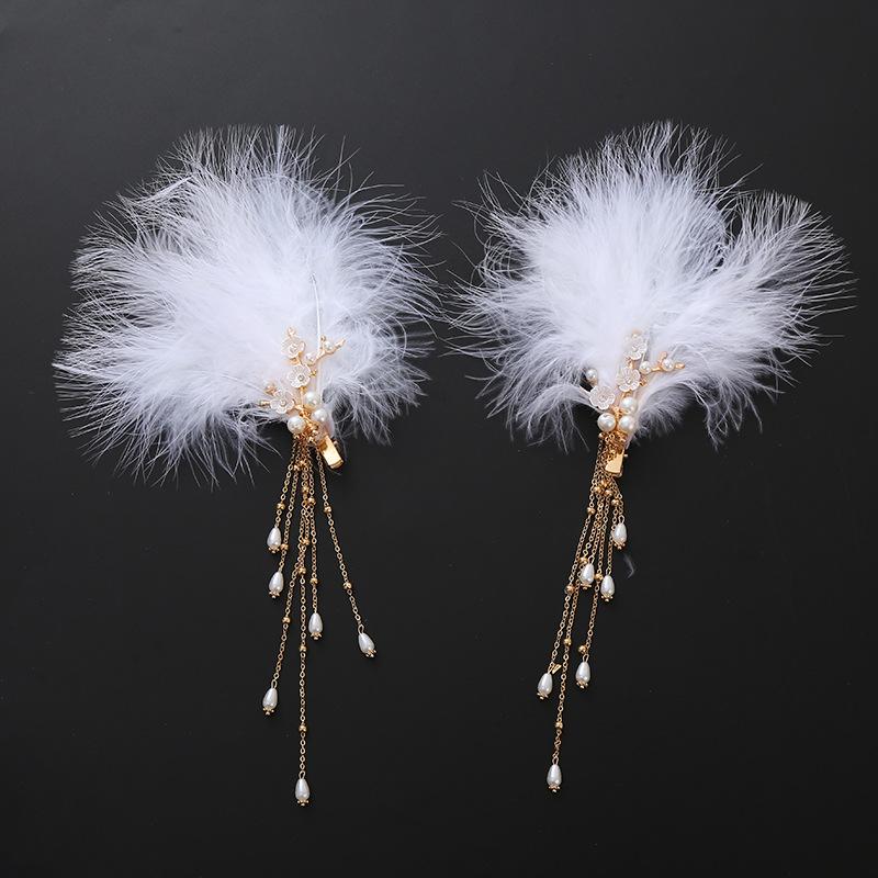 Podoabă de cap de mireasă coreeană ac de păr zână din cristal lucrat manual nuntă accesorii de păr de lux iarnă pană pereche clip lateral