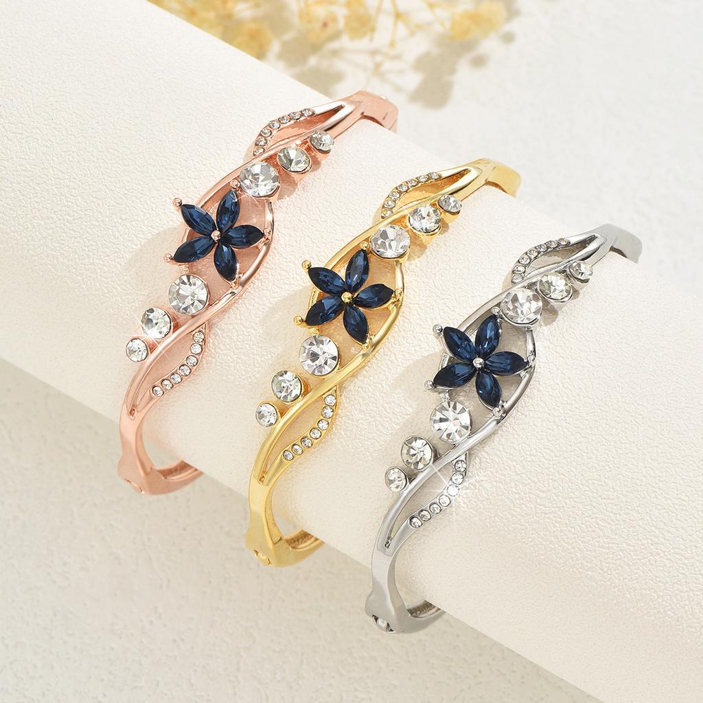 Accessories Women'S Rhinestone Geometric Open Folding Bracelet Inlaid Zircon Bracelet