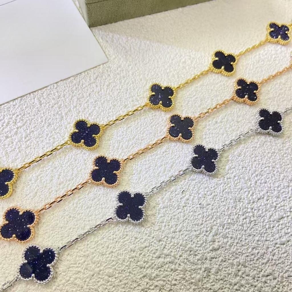 High Version Double-sided Four-leaf Clover Bracelet Fantasy 18K Rose Gold Mother-of-pearl CNC Five-flower Bracelet