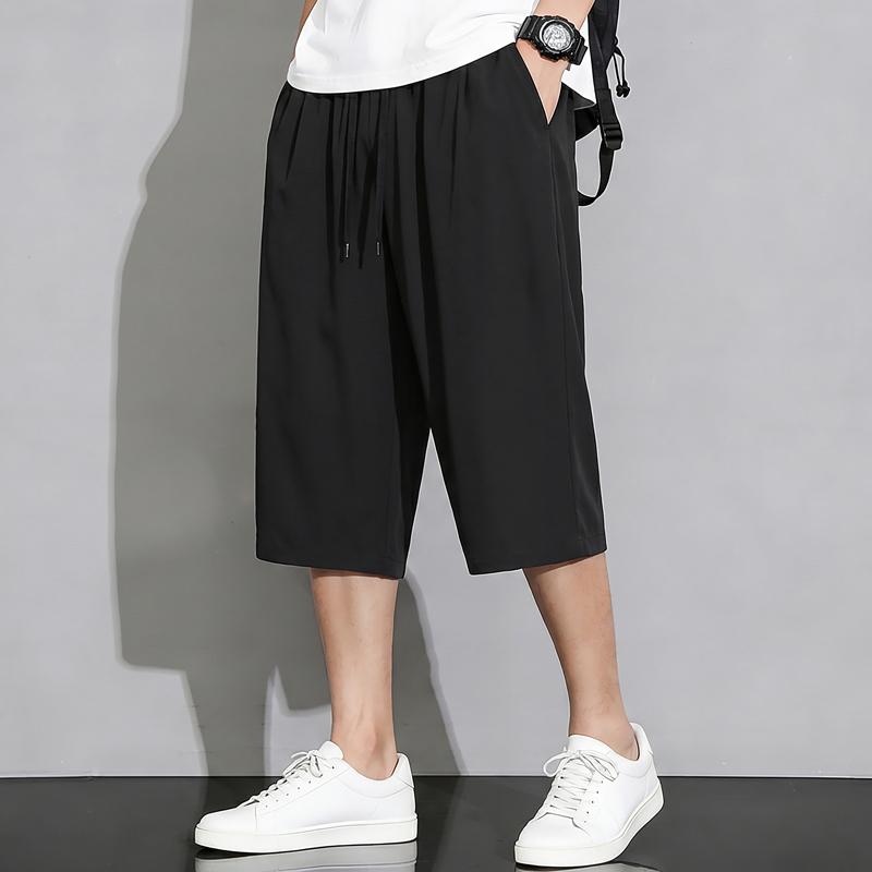 Men's Plus Size Quick Dry 7/8 Pants, Elastic Waist Summer Casual Cropped Trousers (4XL-10XL)