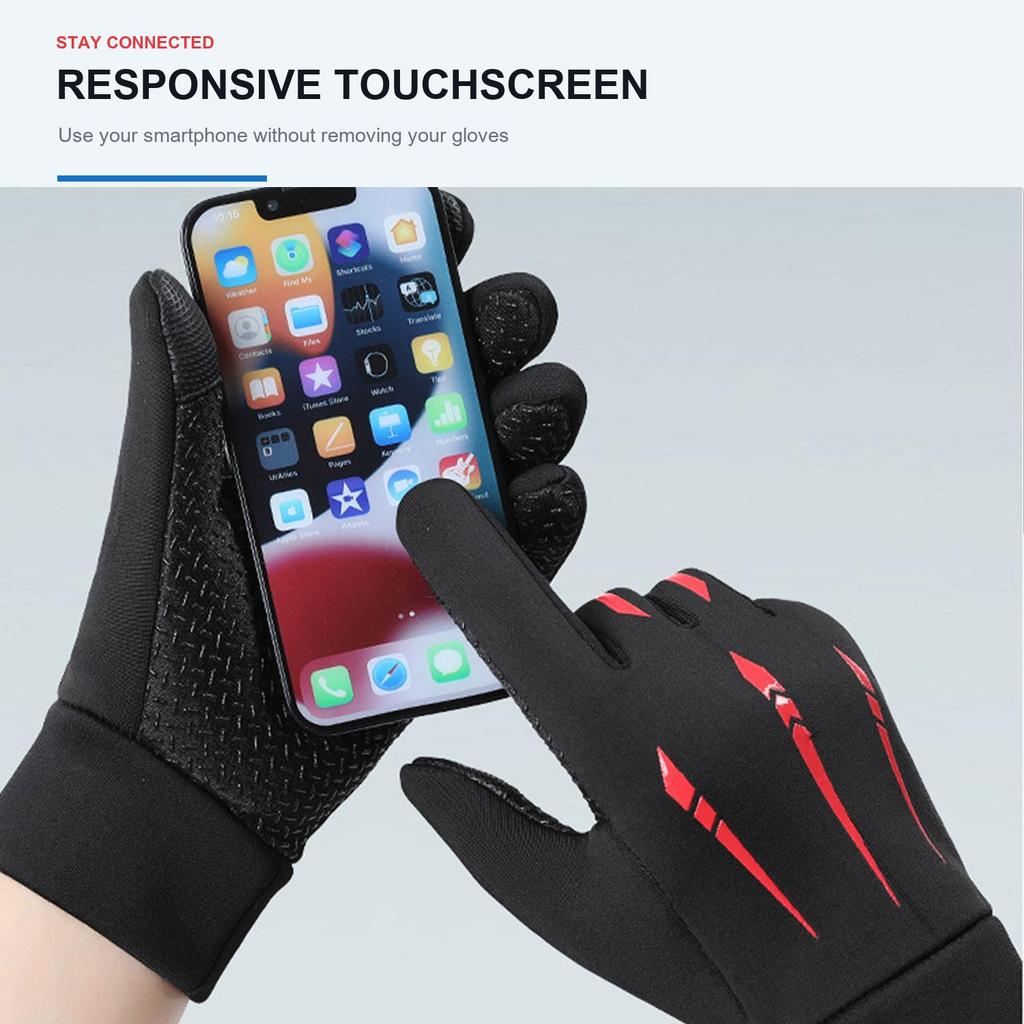 Unisex Winter Cycling Gloves Fleece Lined Touch‑Screen Flip‑Top Half‑Finger 2‑Finger Exposed Anti‑Slip Warm Gloves for Driving Biking Outdoor Sports