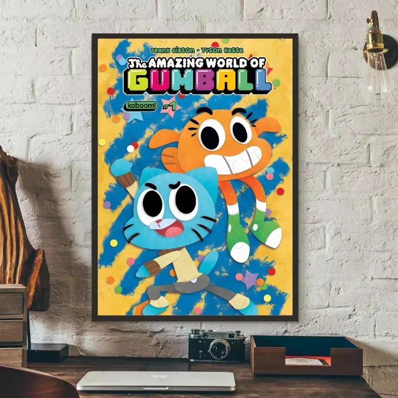 Fashion T-The Amazing World of Gumball Poster HD Art Sticky Wall Waterproof Home Living Room Bedroom Bar Aesthetic Decoration