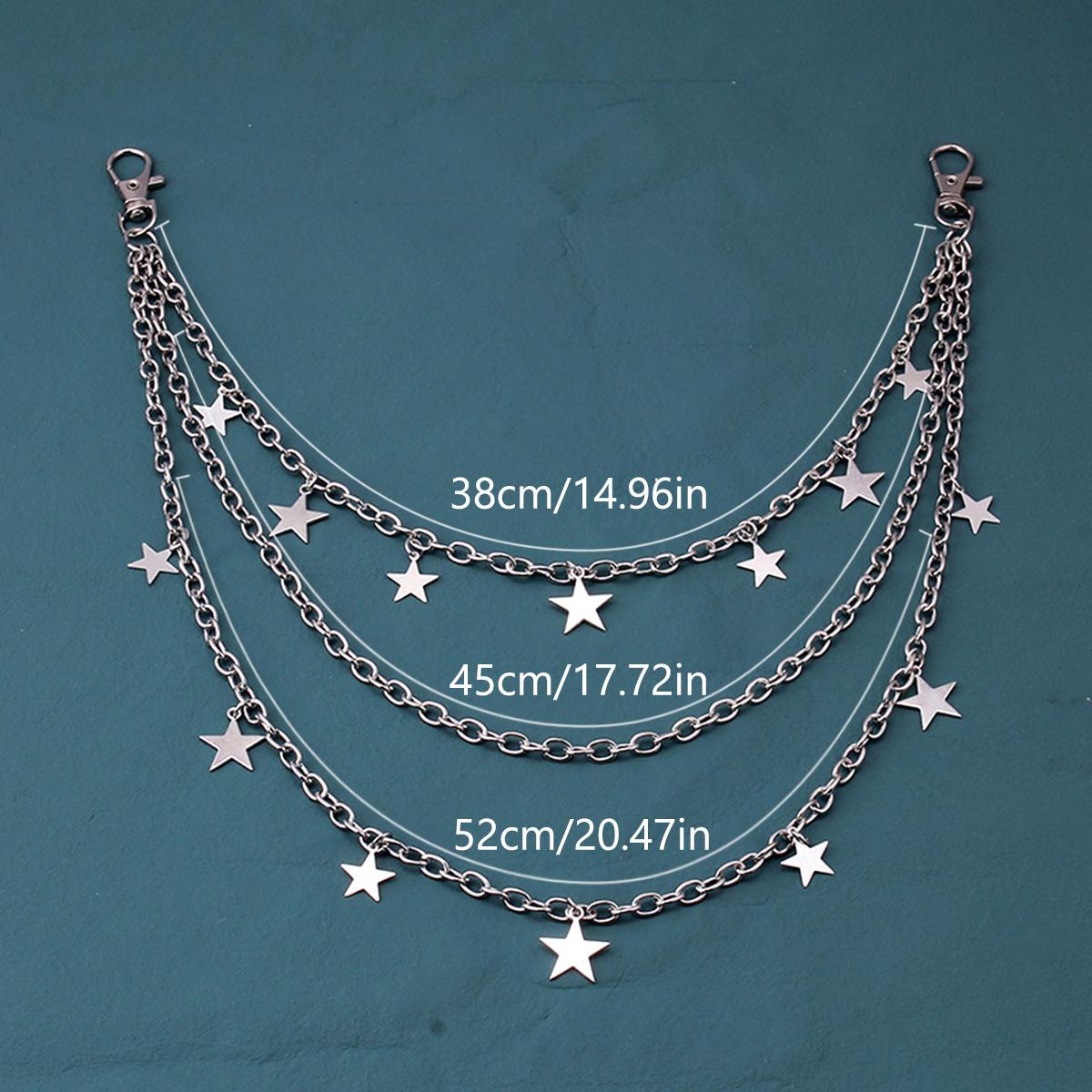 1pc Hip Hop Punk Style Five-Pointed Star Pendant Multi-Layer Metal Chain Belt Pants Accessory for Men And Women, 20.47In - Party Wear Decorative Waist One Size