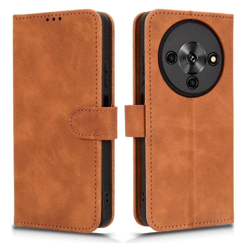 

For ZTE Blade A76 5G Leather Case Skin Feel Anti Drop Wallet Flip Phone Cover Brown