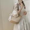 Women's Large Capacity Woven Straw Shoulder Bag - 2025 Spring Niche Beach Bucket Bag with Texture for Commute