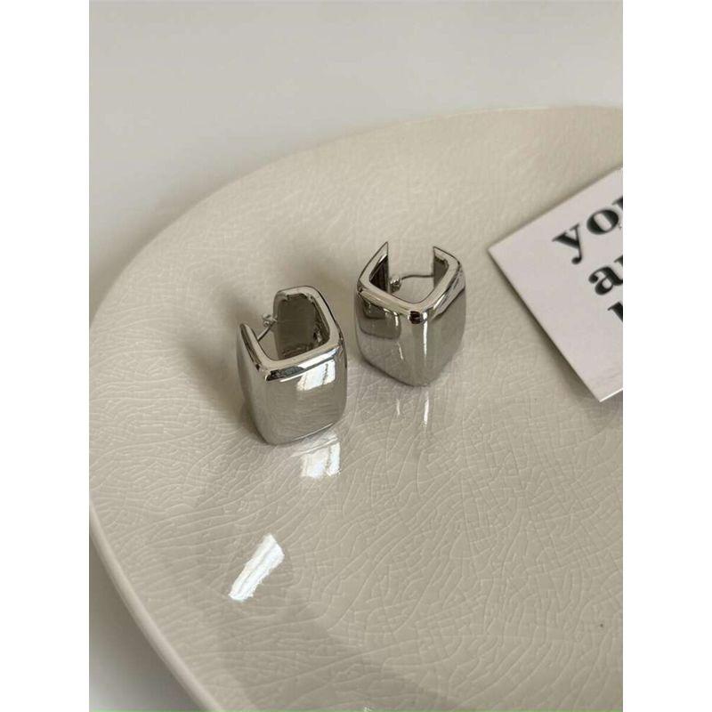 Cool Square Fashion Minority Design Earrings Silver (Real Gold Plated)