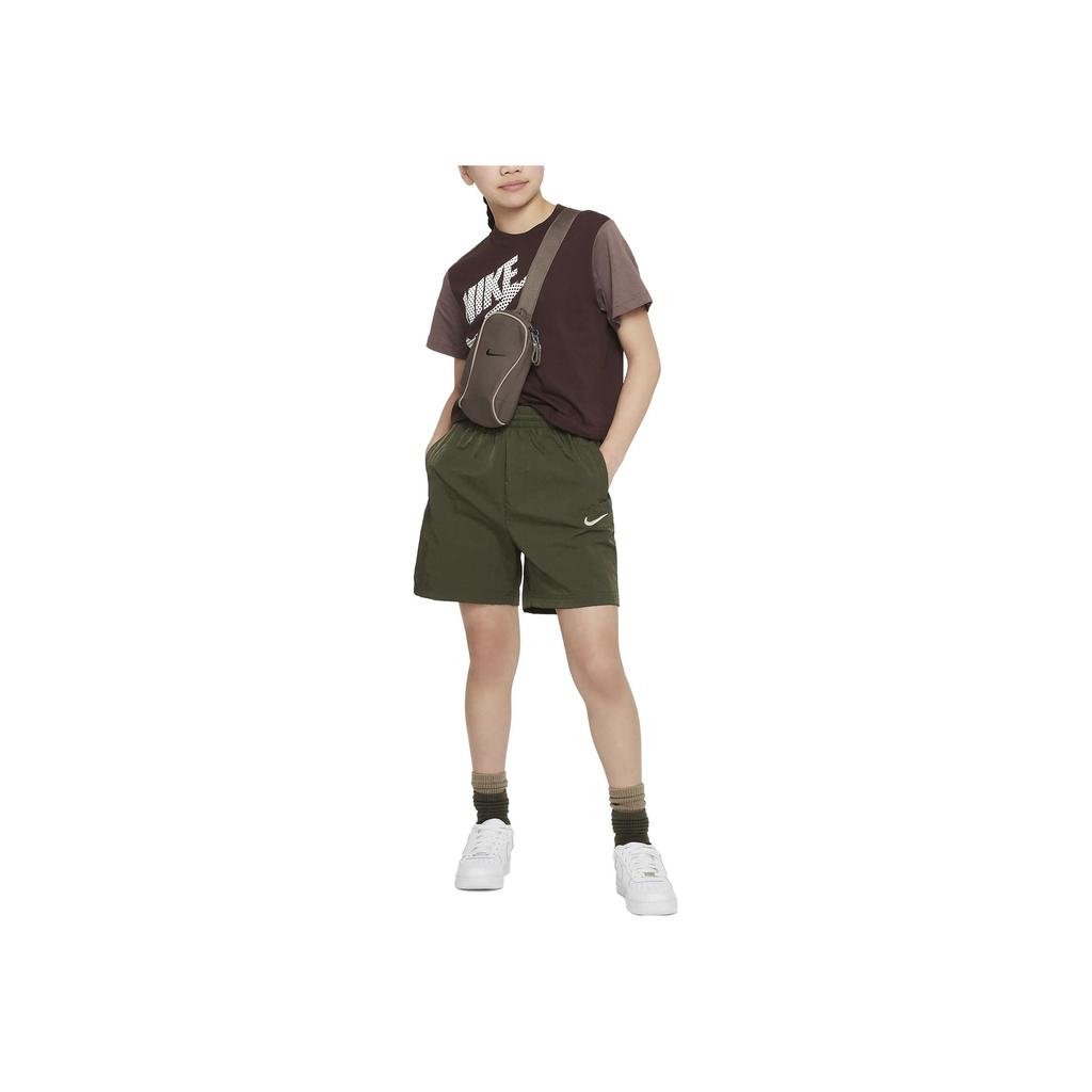 Nike Kids Elastic Waist Mid Rise Solid Fit Straight Leg Shorts Kids Shorts Green FB1327-325