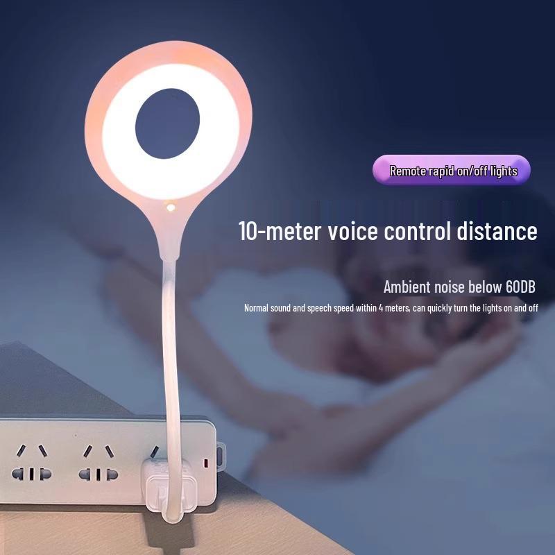 Intelligentes USB-Sound-aktiviertes Nachttisch-Nachtlicht 2025 - Sprachsteuerungs-Sensor-Tischlampe für Schlafzimmer