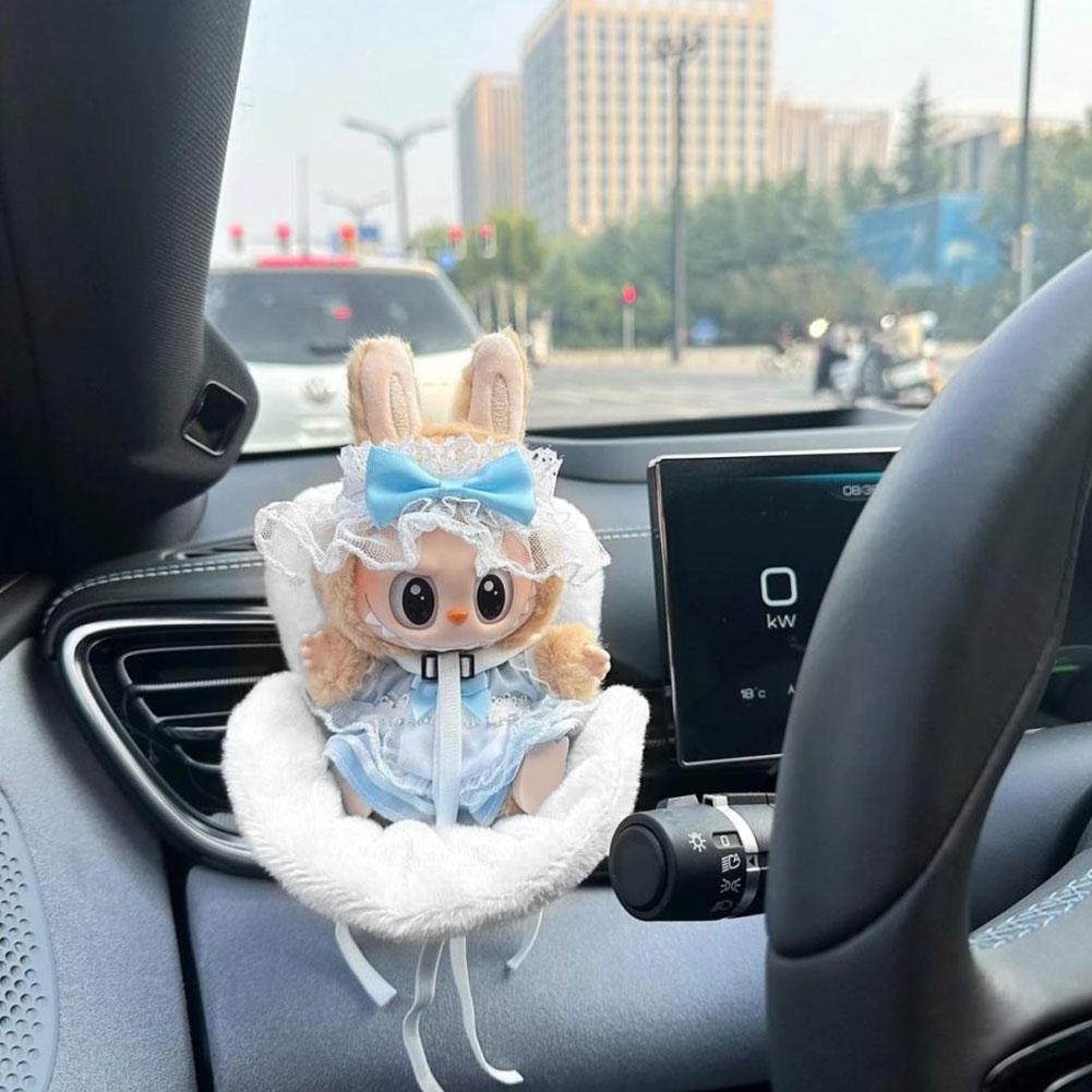 Mini Plush Doll Safety Seat Soft Kawaii Doll Seat Car Ornament Doll Safety Seat Car Interior Decoration for 17cm Cute Doll