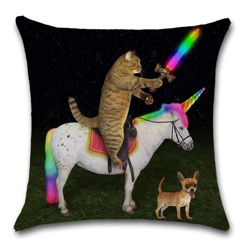 Rider Horse Painting Animals Funny Cushion Cover Decorative Home Sofa Chair Car Seat Friend Kids Bedroom Gift Pillowcase Throw