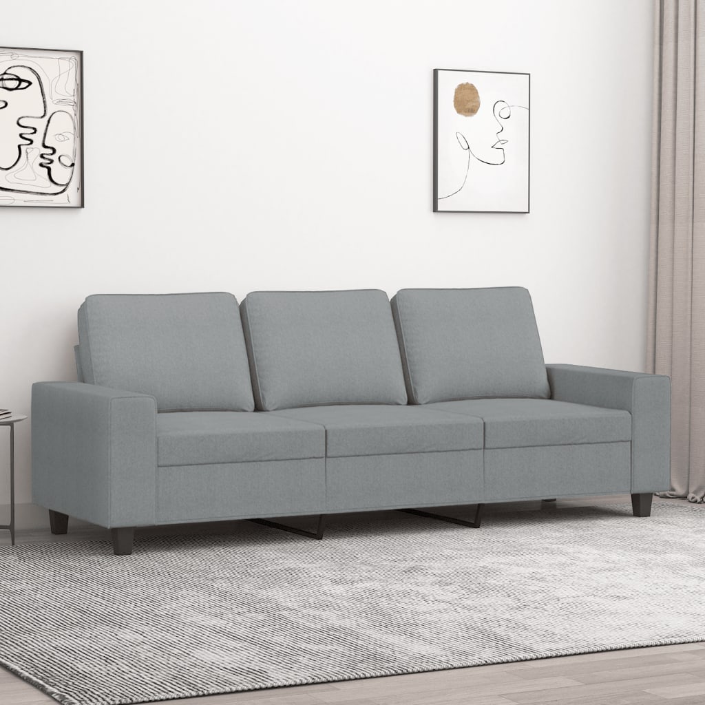 Vidaxl Sofa 3-Sitzer, Hellgrau, 180 cm, Mit Stoff bezogen