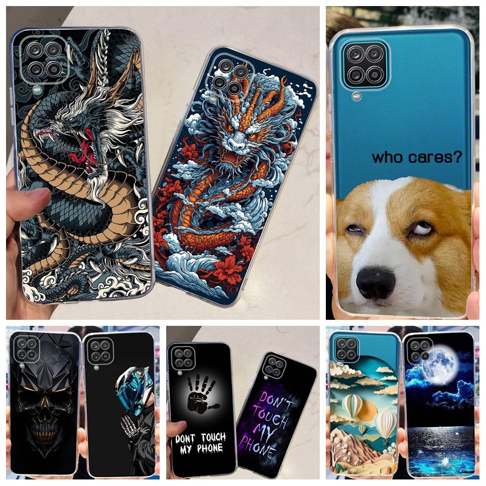 For Samsung Galaxy A12 M12 F12 Phone Case Romantic Cool Cartoon Bumper Samsung A22 A42 A82 Funda Soft Transparent Silicone Cover