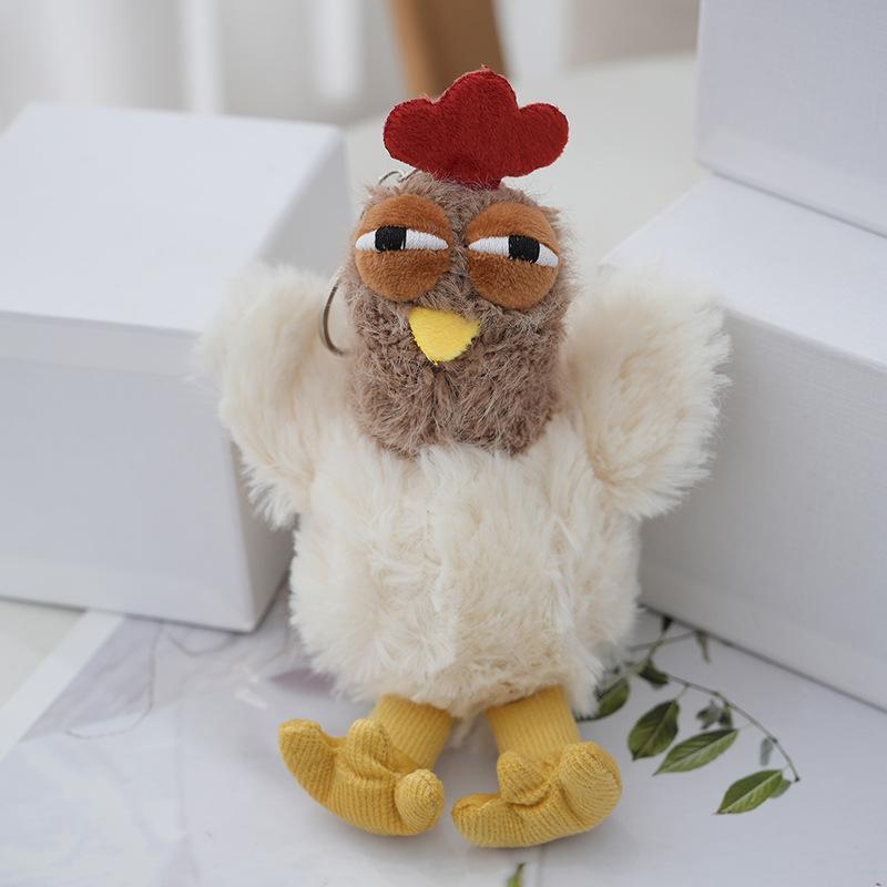 Plush Chicken Cute Keychain Long Fur Adorable Girls Bag Charm Pp Filling Cotton