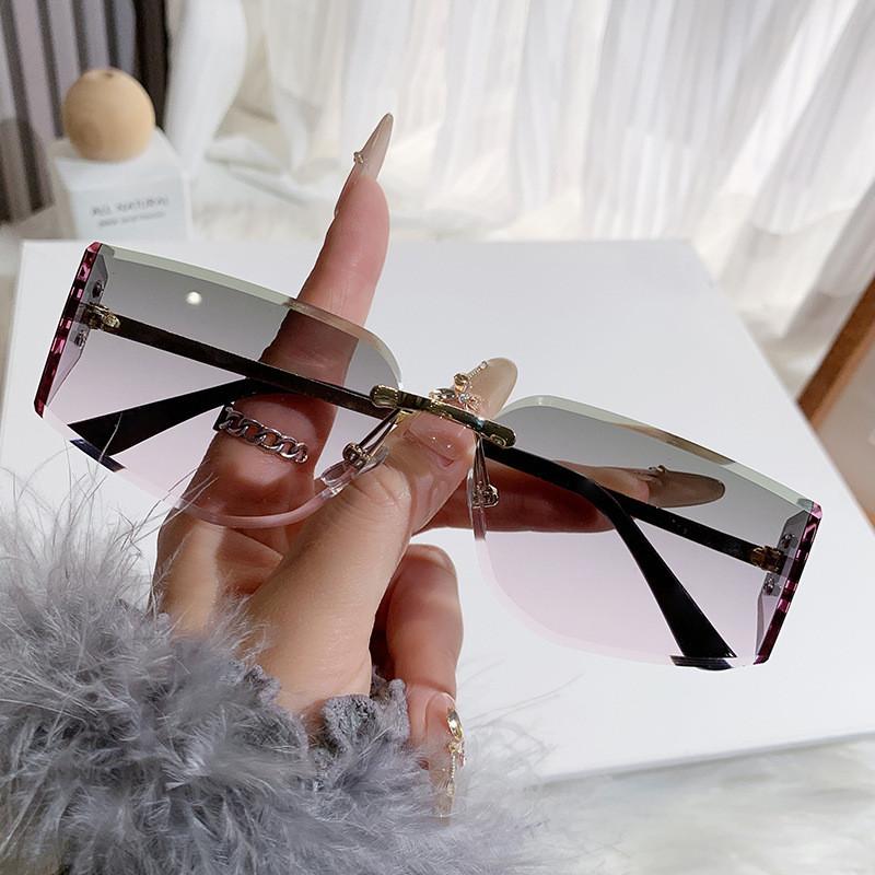 Unisex Frameless Curved Sunglasses With Uv400 Protection For Travel And Outdoor Activities