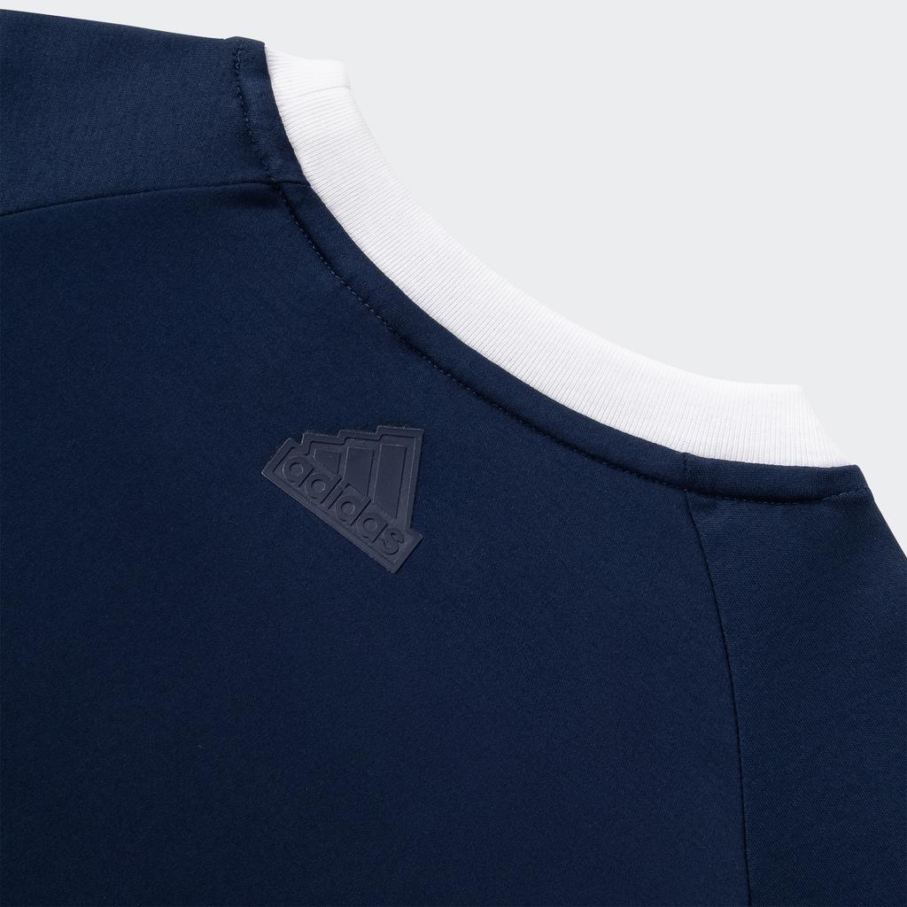 adidas Verbiage Fitted Letter Print Pullover Short Sleeve T-Shirt Women Tops Navy-Blue White JC8710