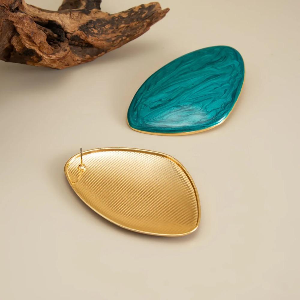 6 Colors Vintage Simple Drip Oil Geometric Multicolor Triangle Stud Earring Women Trendy Style Daily Commuting Wear Ear Jewelry