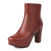 British Platform Ankle Boots Women Red Brown Pinked Microfiber High High Chunky Heel Winter Dress Office Lady Zipper Short Boots