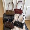 PU Leather Retro Shoulder Bag Large Capacity Boston Pillow Handbag with Metal Belt Buckle Leisure Armpit Bag Commute Handbag